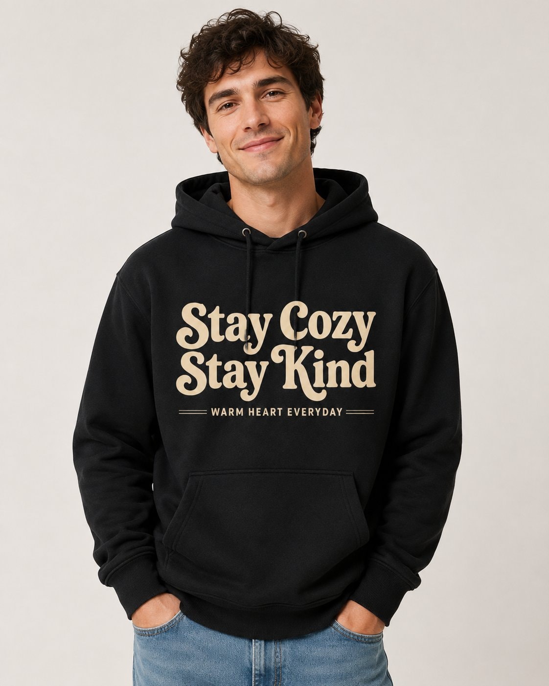 Stay Cozy Stay Kind Hoodie-Black-4