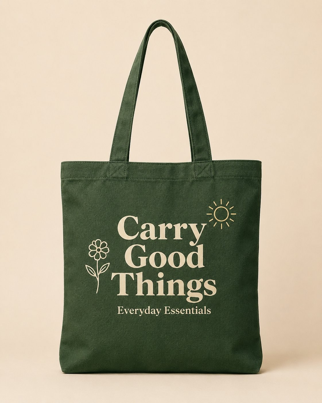 Carry Good Things Tote Bag-Forest Green-1