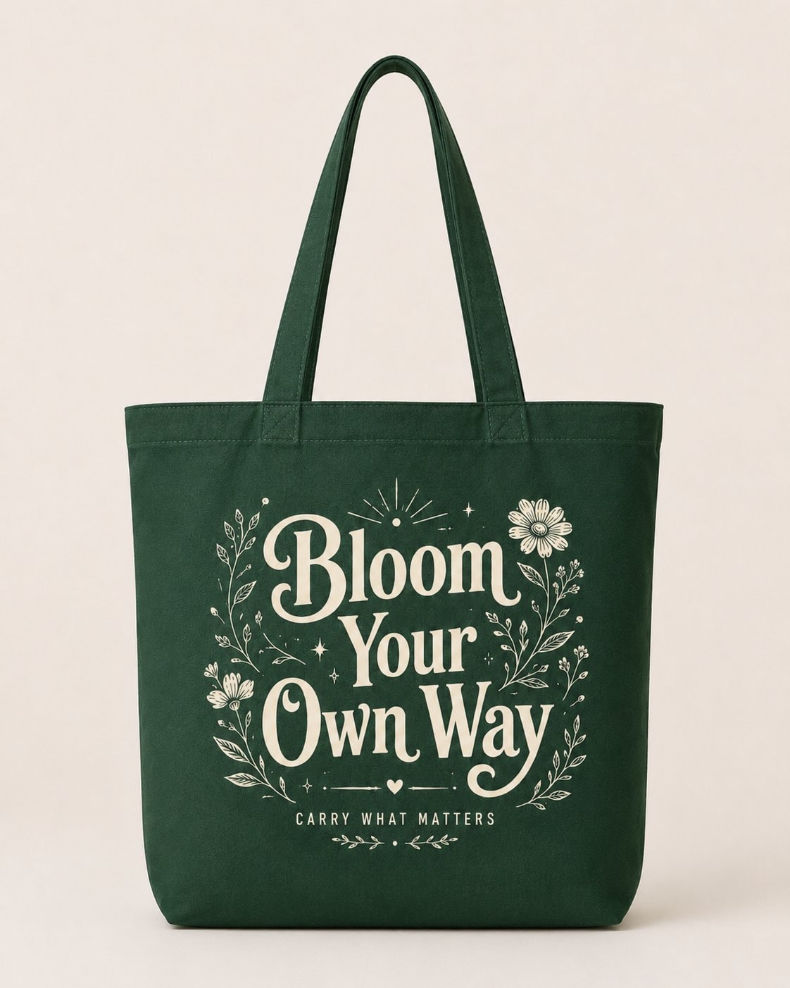 Bloom Your Own Way Tote Bag-Forest Green-1