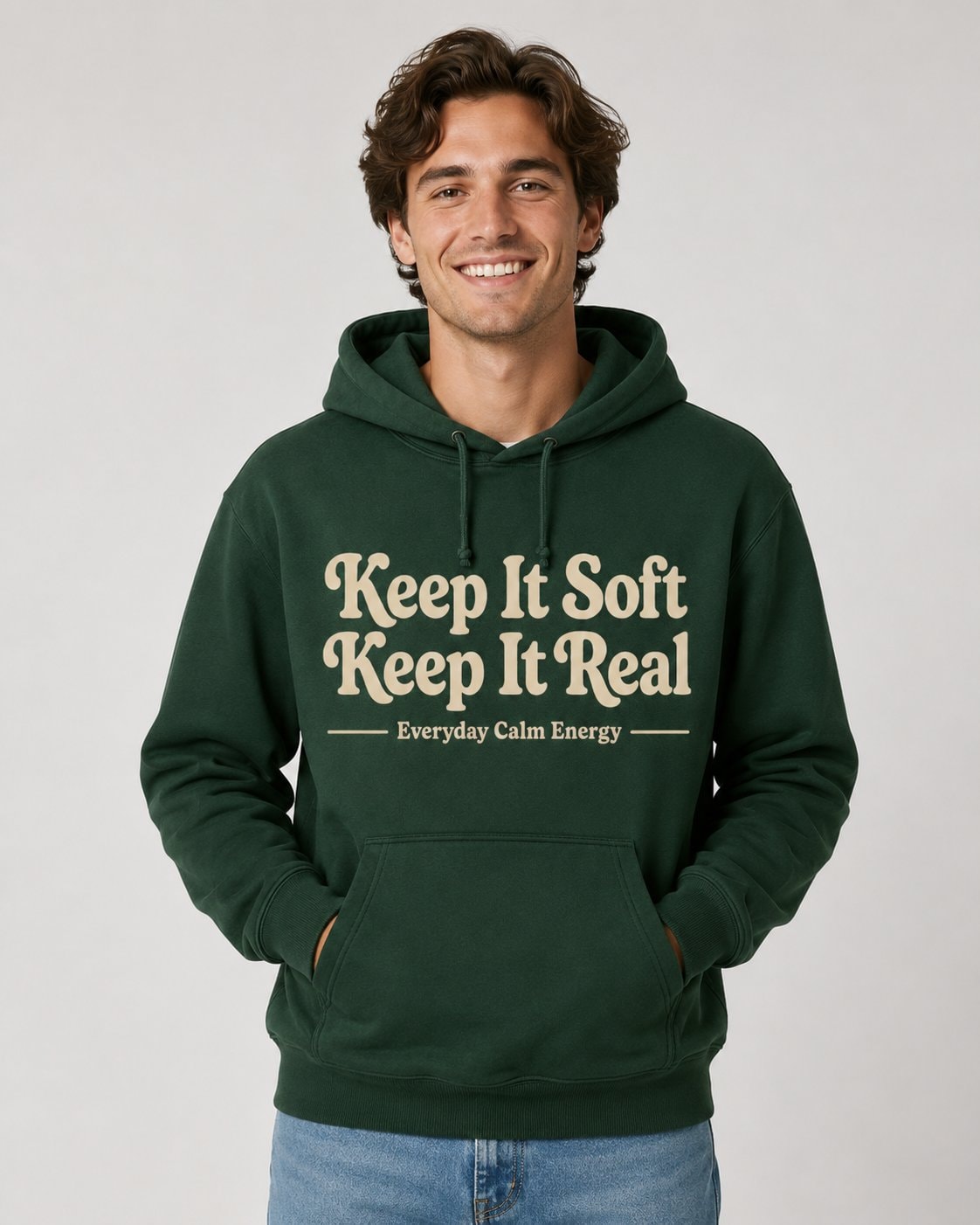 Keep It Soft Keep It Real Hoodie-Forest Green-4