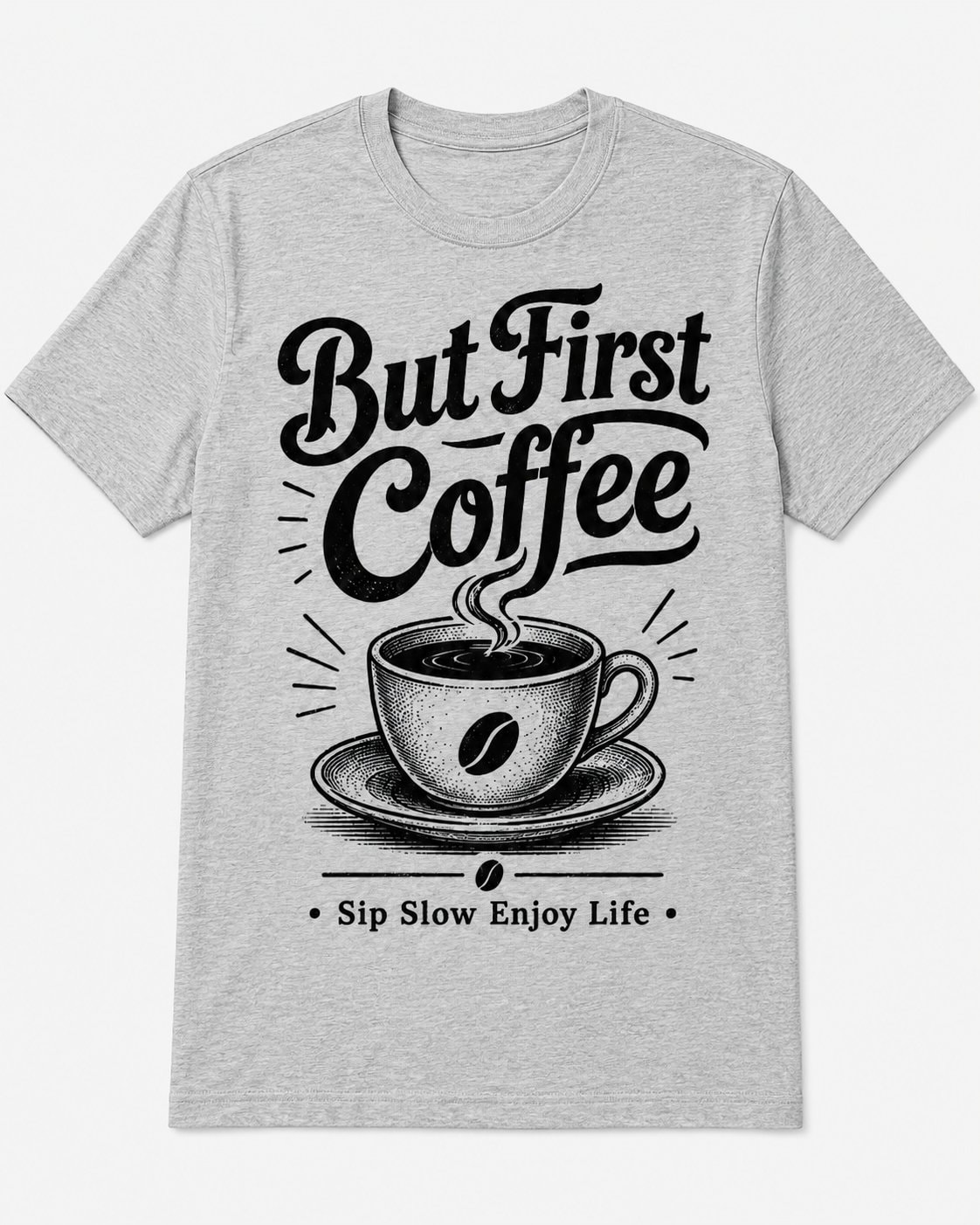 But First Coffee Graphic T-Shirt-Sport Grey-1