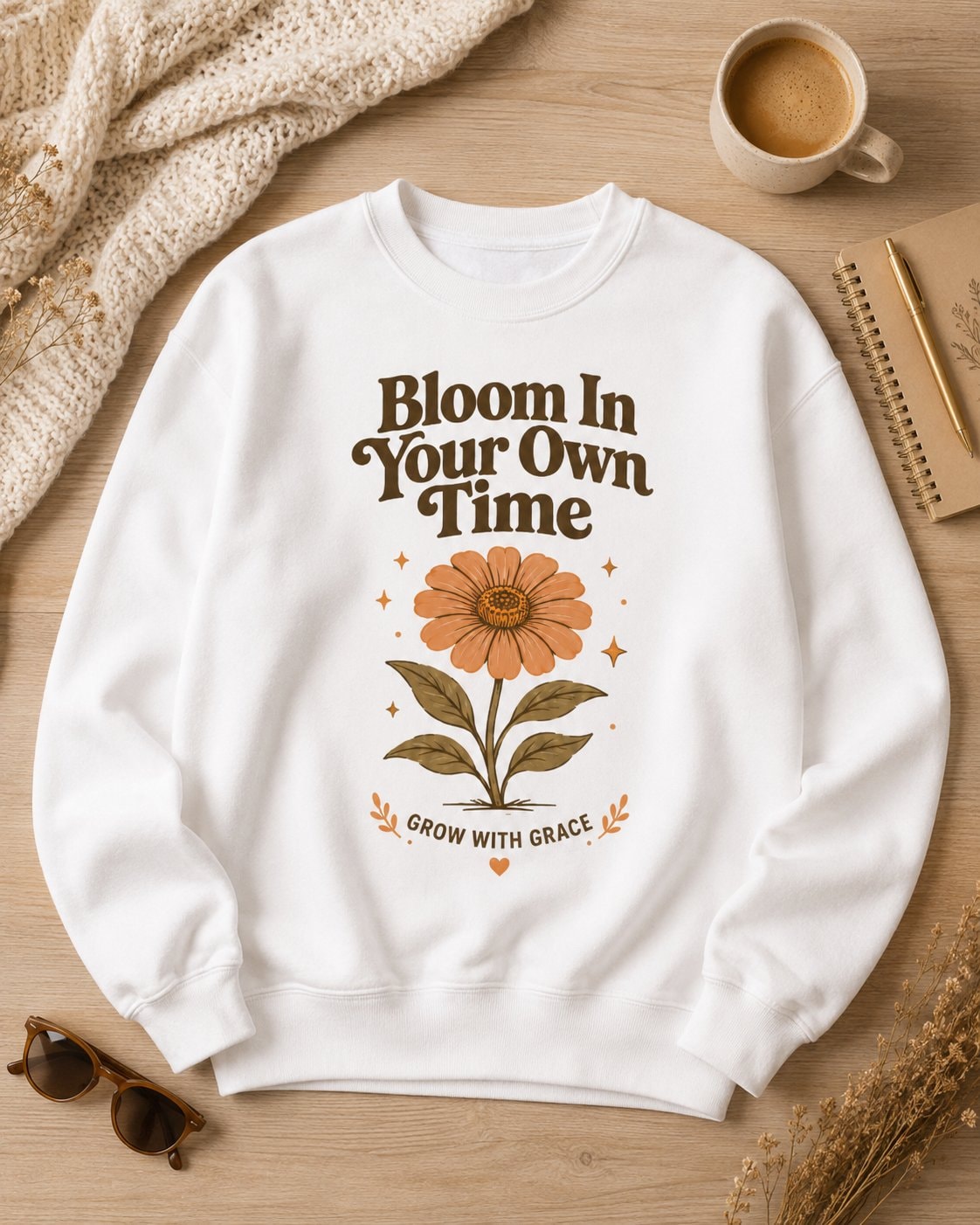 Bloom In Your Own Time Sweatshirt-White-3