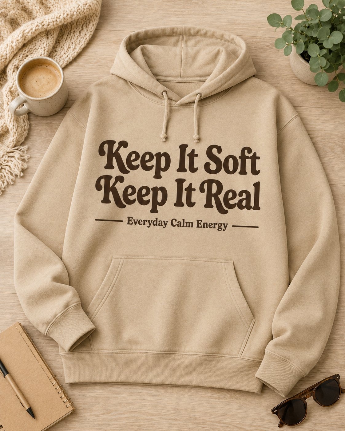 Keep It Soft Keep It Real Hoodie-Sand-3