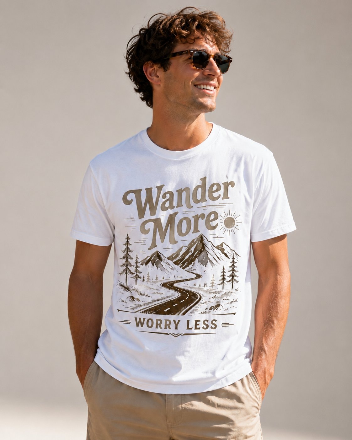 Wander More Worry Less Graphic T-Shirt-White-4