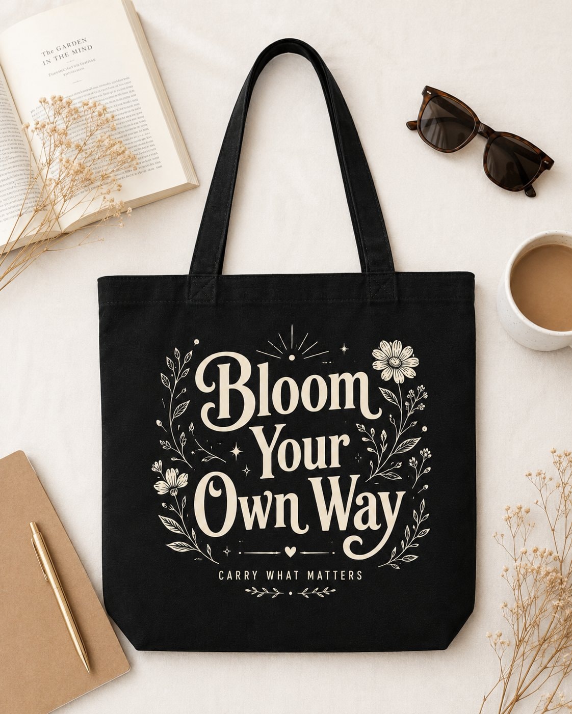 Bloom Your Own Way Tote Bag-Black-3