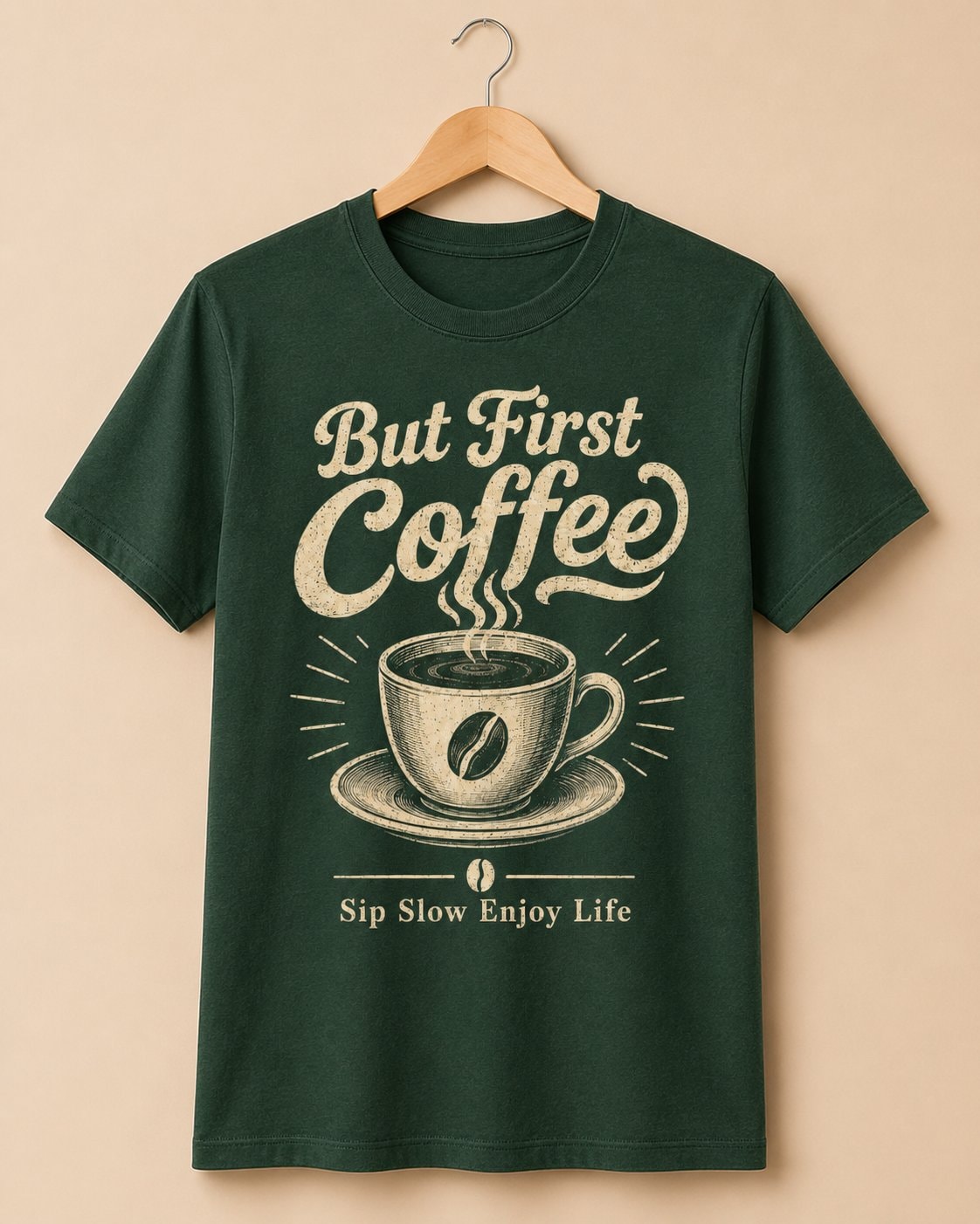 But First Coffee Graphic T-Shirt-Forest Green-2