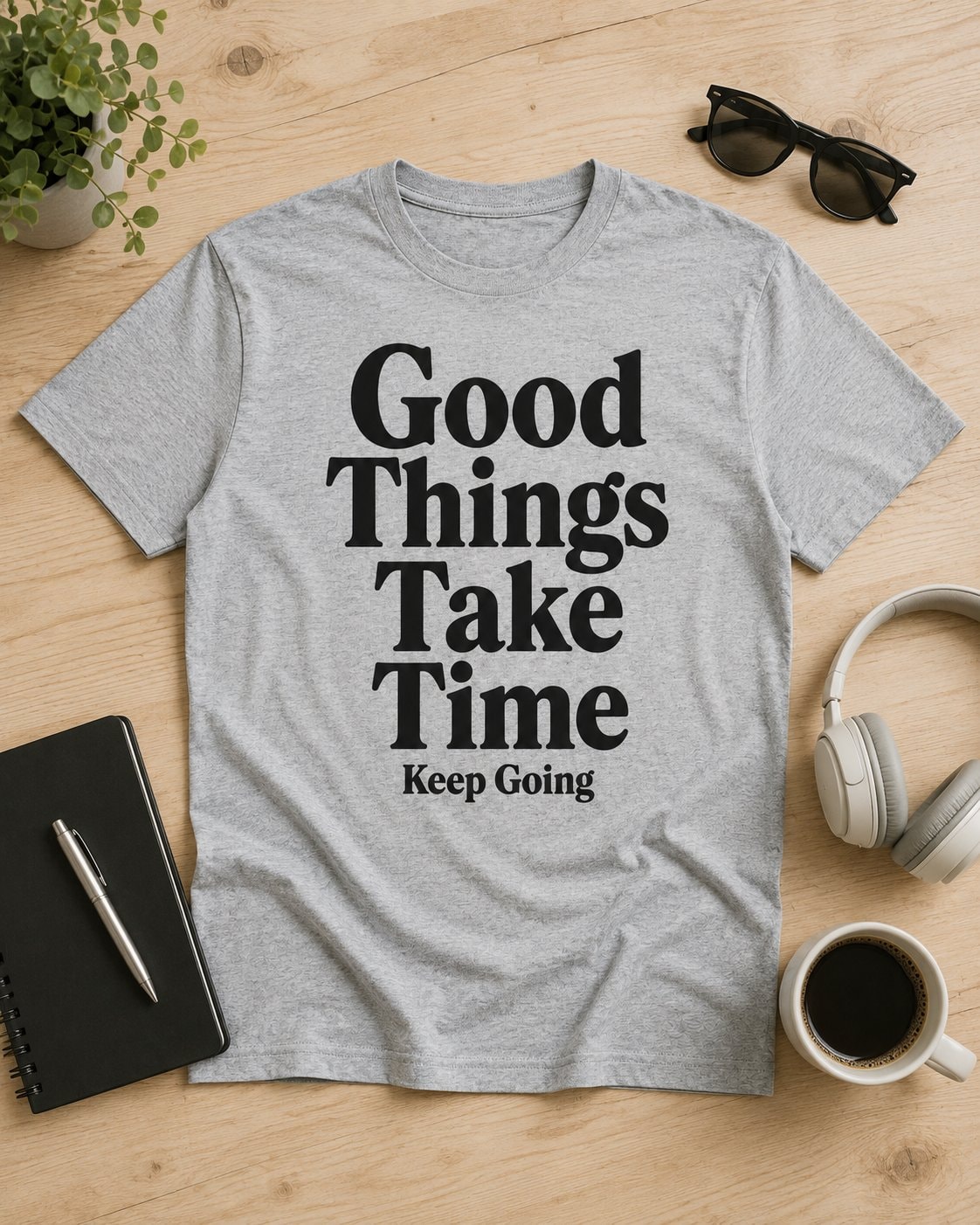 Good Things Take Time Quote T-Shirt-Sport Grey-3